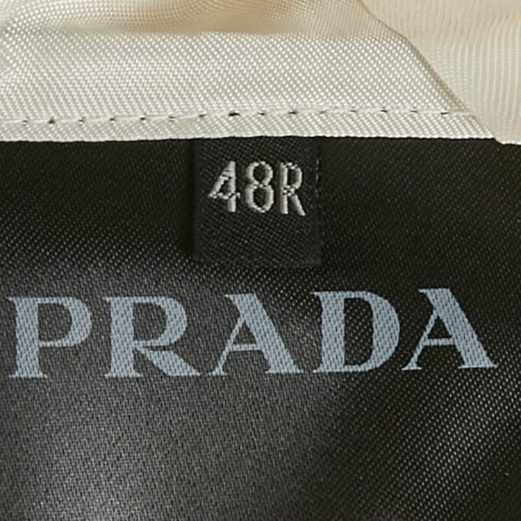 Pre Owned Prada Cream Satin Trim Collar Wool Regular Fit Blazer M