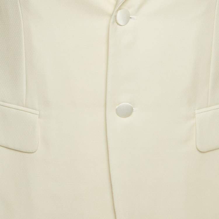 Pre Owned Prada Cream Satin Trim Collar Wool Regular Fit Blazer M
