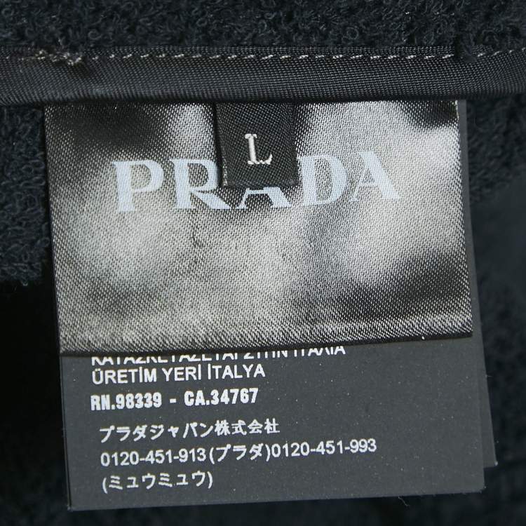 Pre Owned Prada Blue Terry Cotton Logo Detail Bowling Shirt L