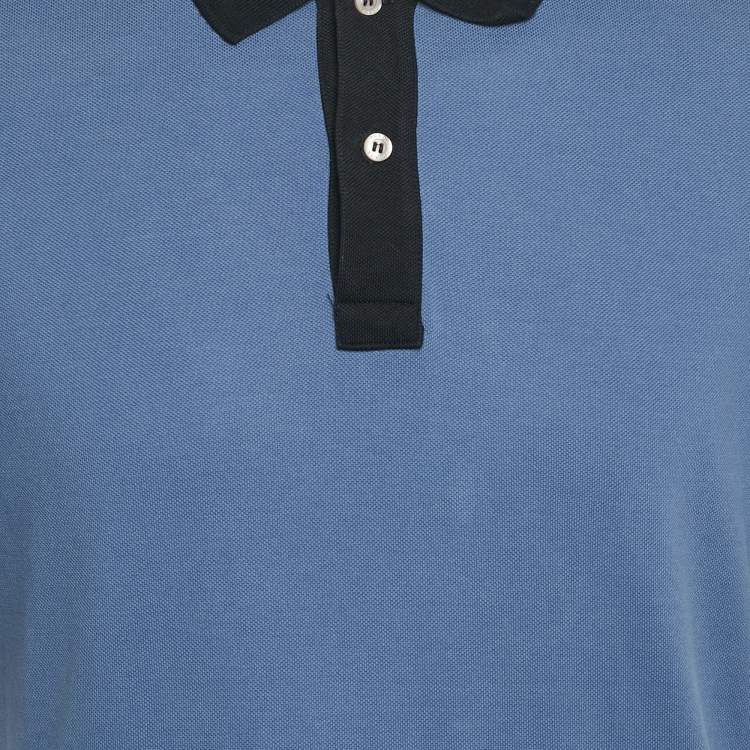 Pre Owned Prada Blue Cotton Pique Polo T-Shirt XL