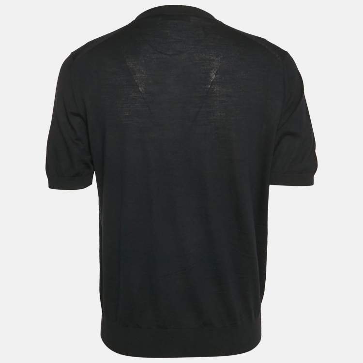 Pre Owned Prada Navy Blue Wool Crewneck T-Shirt L