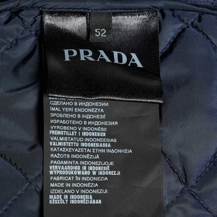 Pre Owned Prada Navy Blue Nylon Quilted Zip Up Jacket XL