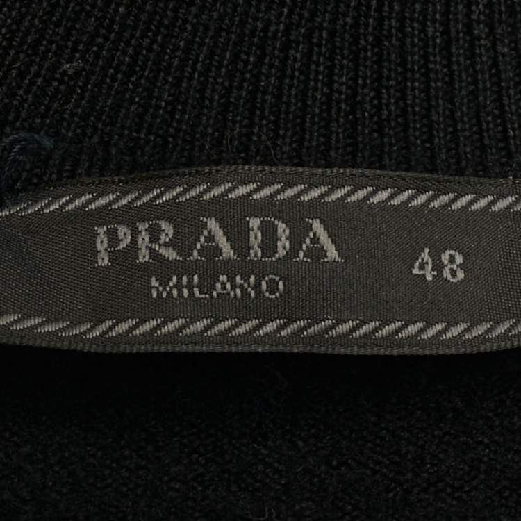 Pre Owned Prada Black Wool Zip-Up Jacket M
