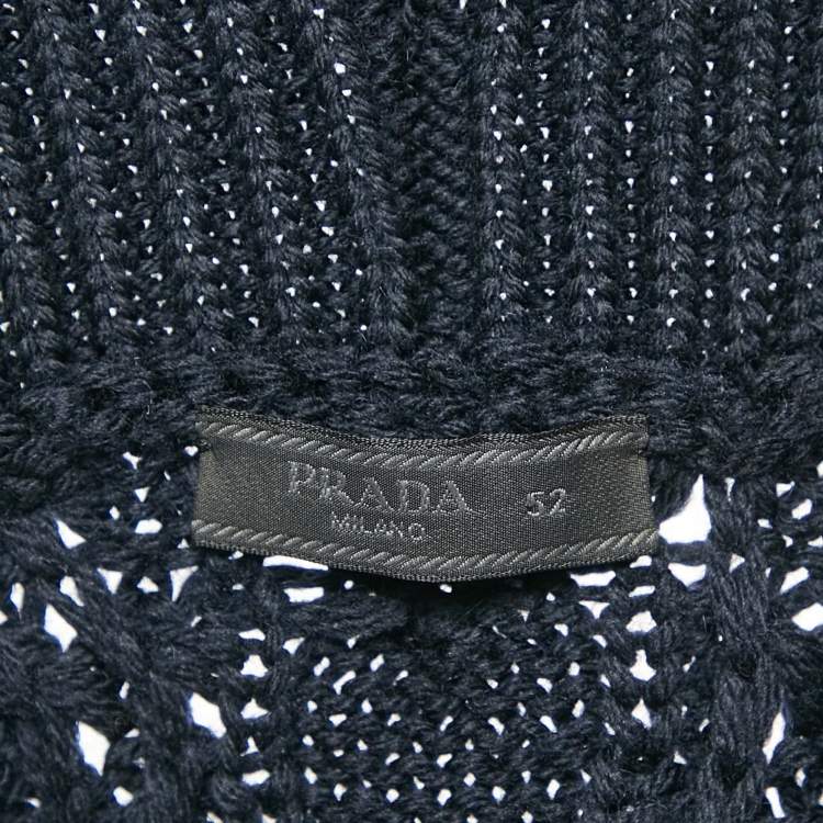 Pre Owned Prada Navy Blue Wool Knit Buttoned Cardigan XL