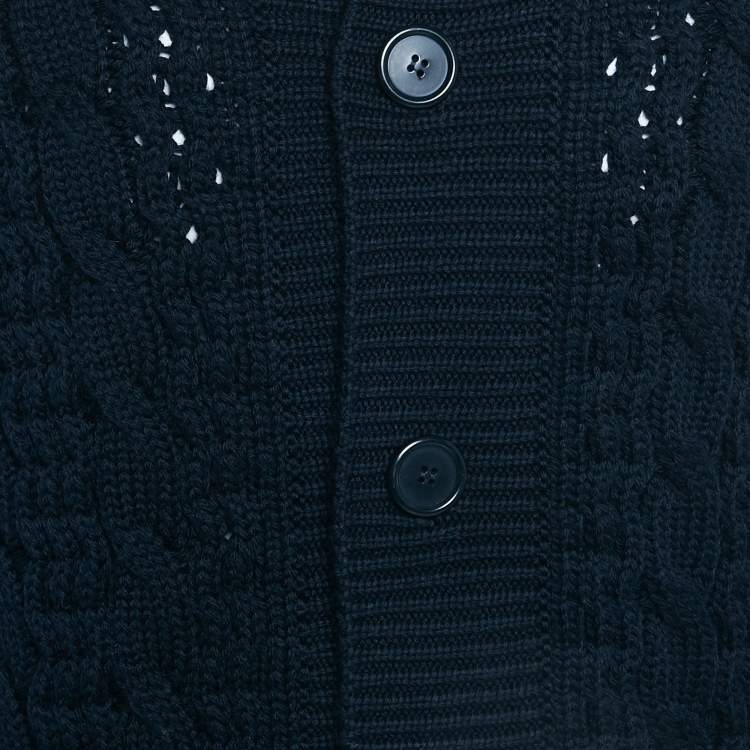 Pre Owned Prada Navy Blue Wool Knit Buttoned Cardigan XL