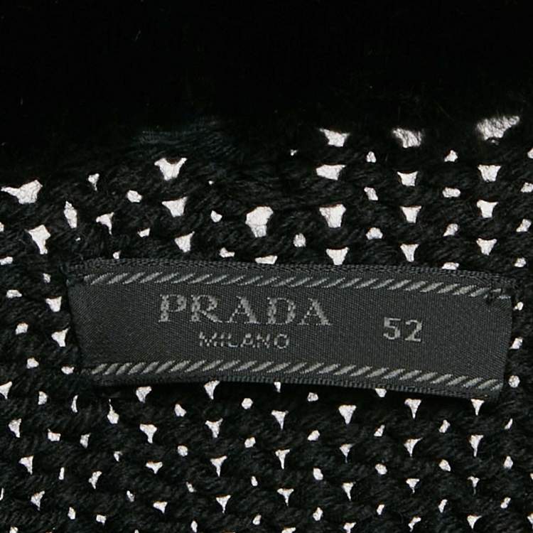 Pre Owned Prada Black Wool Dyed Nutria Fur Trimmed Cardigan XL