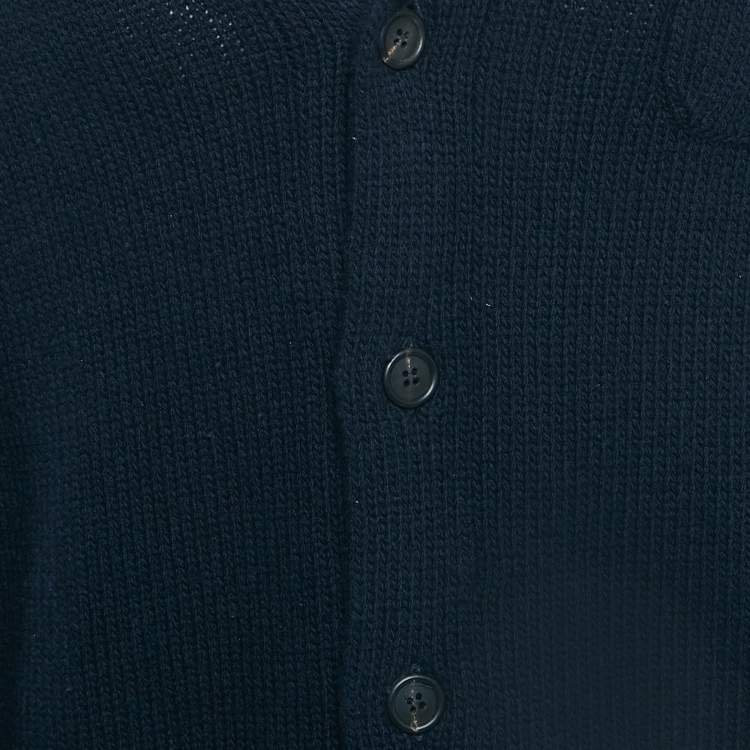 مملوكة مسبقًا Prada Navy Blue Wool Knit Cardigan XL