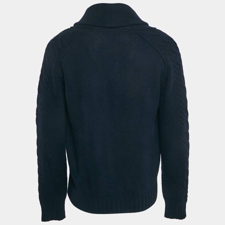 مملوكة مسبقًا Prada Navy Blue Wool Knit Cardigan XL