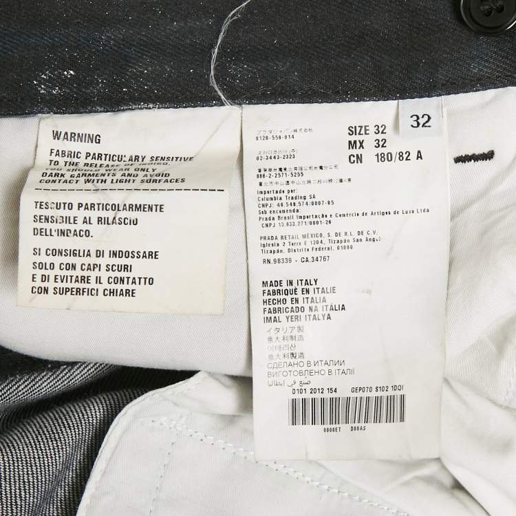 Pre Owned Prada Black Washed Denim Jeans M Waist 33"