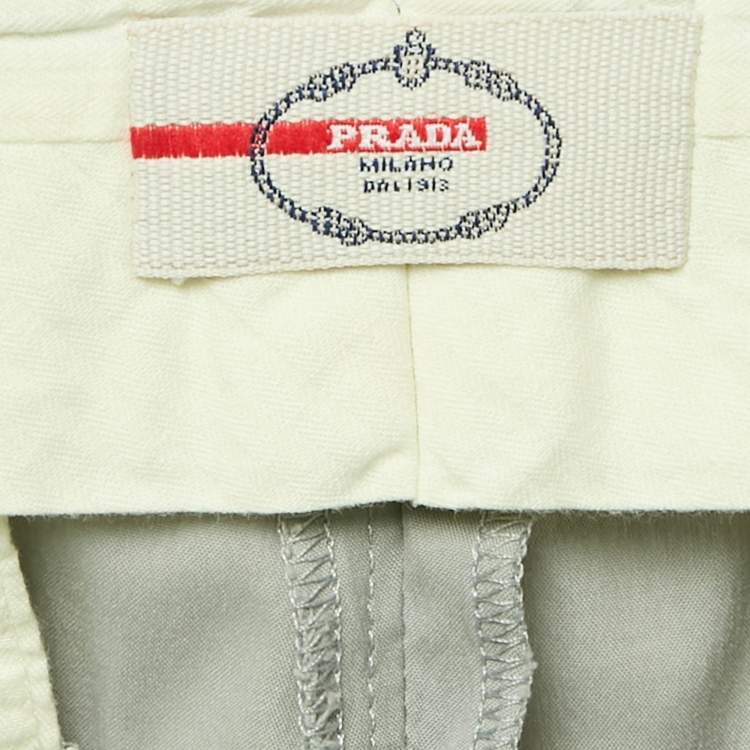 Pre Owned Prada Grey Cotton Formal Trousers M Waist 32"