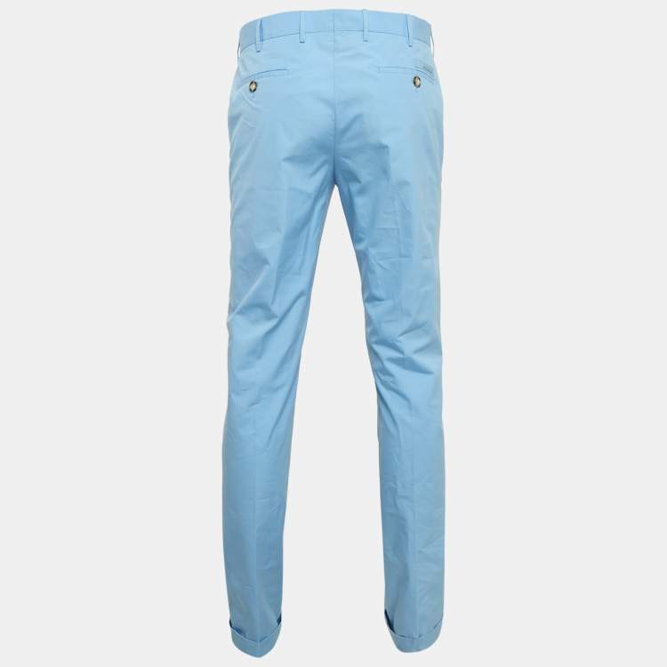 مملوكة مسبقًا Prada Blue Cotton Regular Fit Trousers M