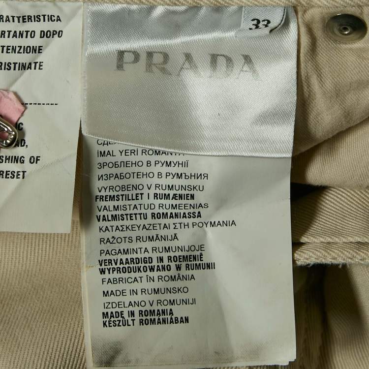 Pre Owned Prada Beige Cotton Drill Regular Fit Trousers M