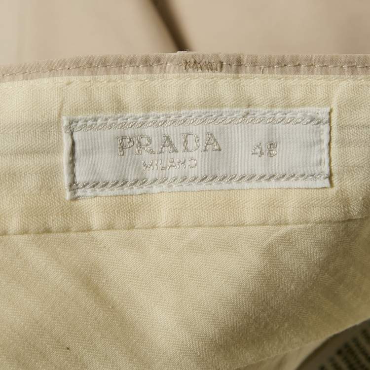 Pre Owned Prada Beige Cotton Regular Fit Trousers M