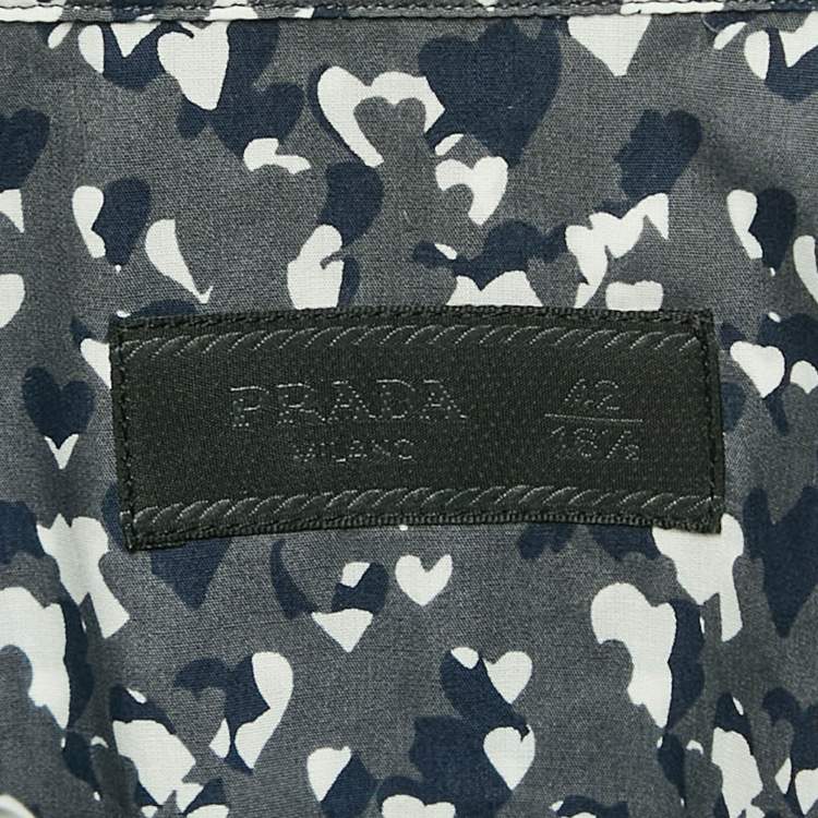 Pre Owned Prada Blue Printed Cotton Long Sleeve Shirt XL