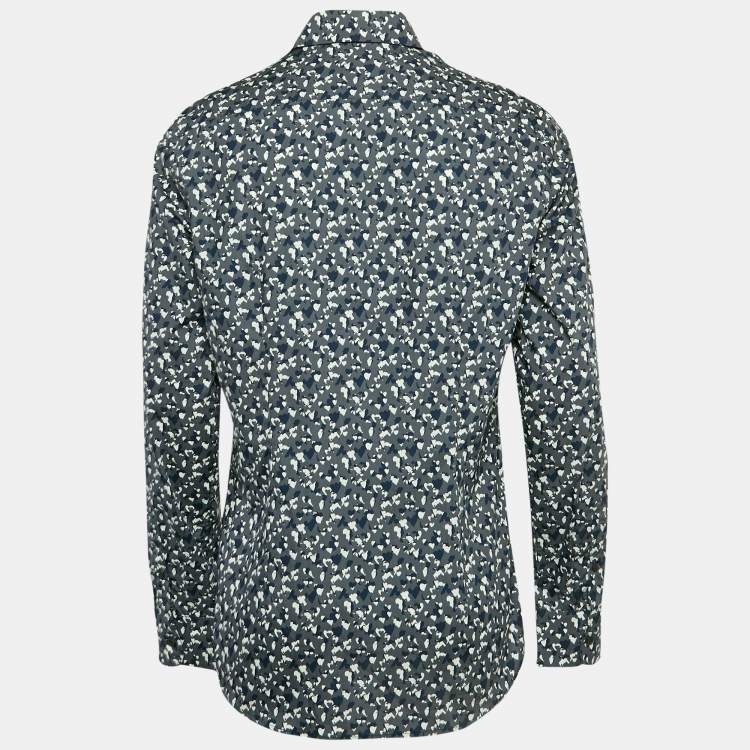 Pre Owned Prada Blue Printed Cotton Long Sleeve Shirt XL