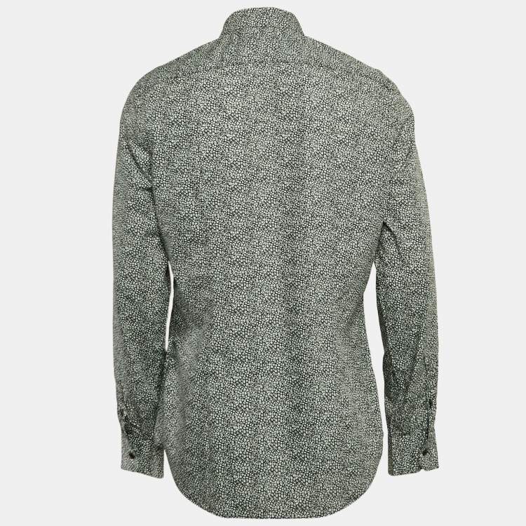 Pre Owned Prada White/Black Printed Cotton Long Sleeve Shirt XL