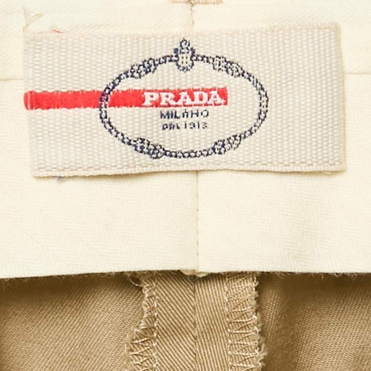 Pre Owned Prada Beige Gabardine Regular Fit Trousers M