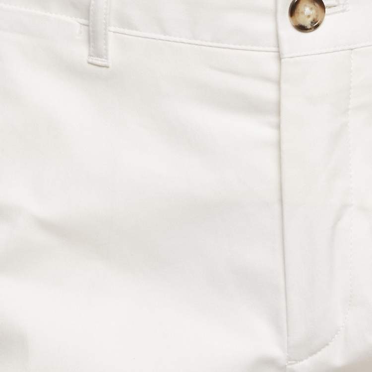 Pre Owned Prada Off White Cotton Regular Fit Trousers M