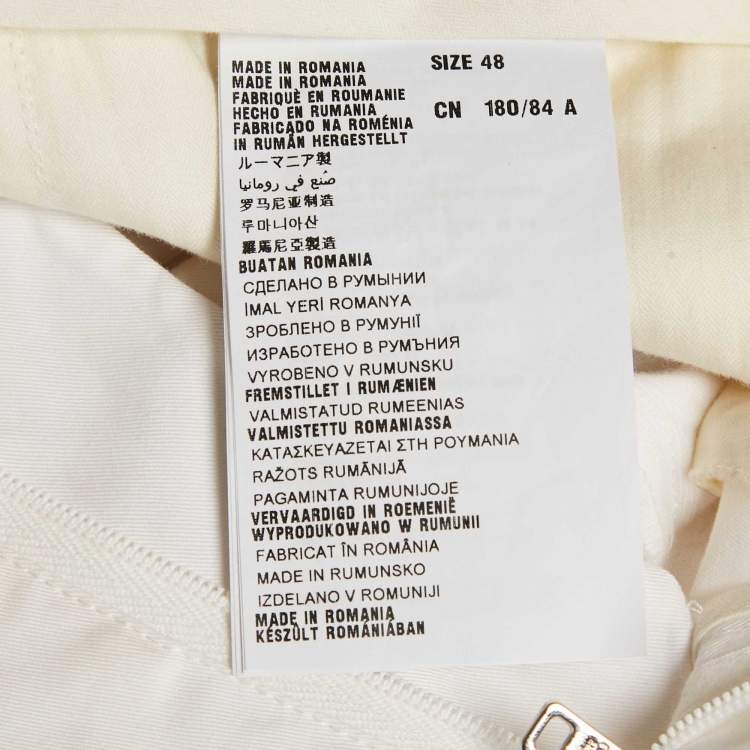 Pre Owned Prada Off White Cotton Regular Fit Trousers M