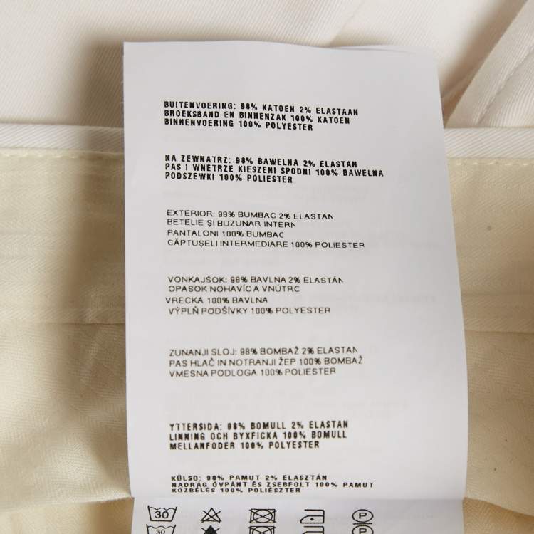 Pre Owned Prada Off White Cotton Regular Fit Trousers M