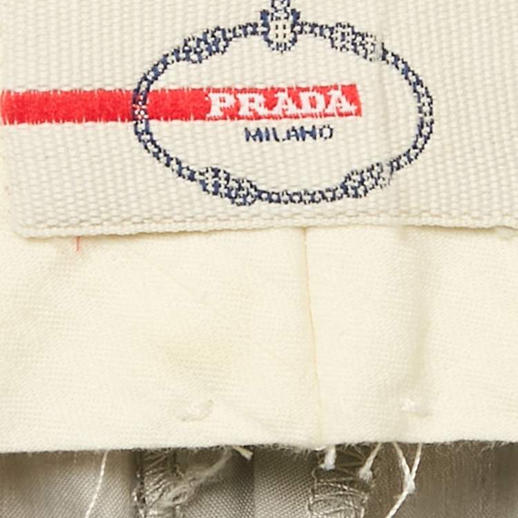 Pre Owned Prada Grey Cotton Regular Fit Trousers M