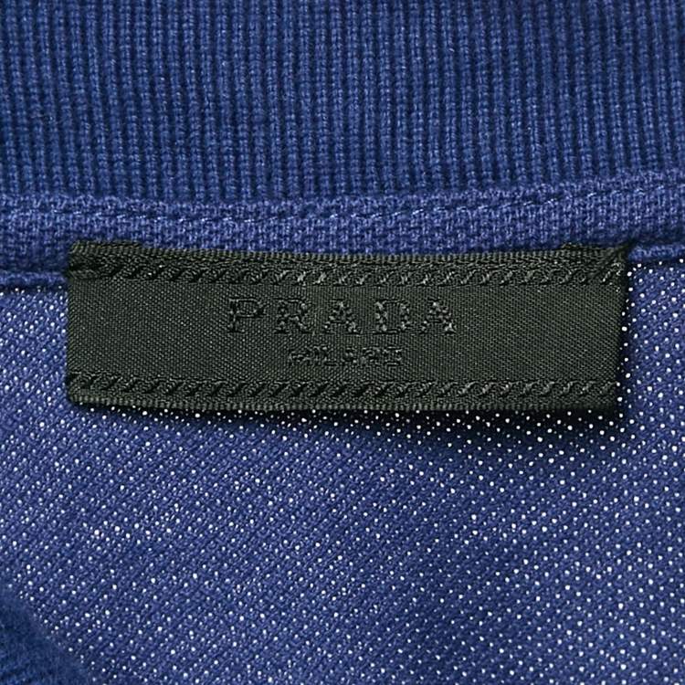 Pre Owned Prada Blue Cotton Knit Polo T-Shirt XL