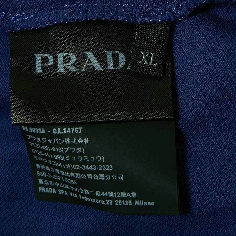 Pre Owned Prada Blue Cotton Knit Polo T-Shirt XL