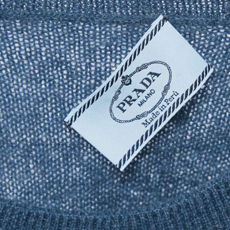 Pre Owned Prada Blue Wool Crewneck Sweater L