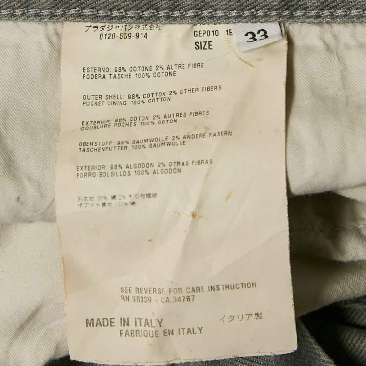 Pre Owned Prada Grey Denim Regular Fit Jeans L Waist 33"