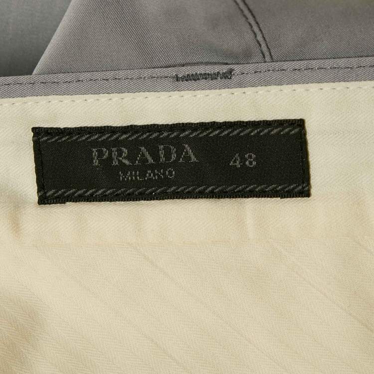 Pre Owned Prada Grey Cotton Formal Trousers M