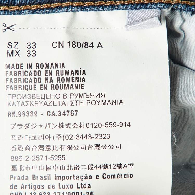 Pre Owned Prada Navy Blue Denim Straight Leg Jeans M Waist 34" 