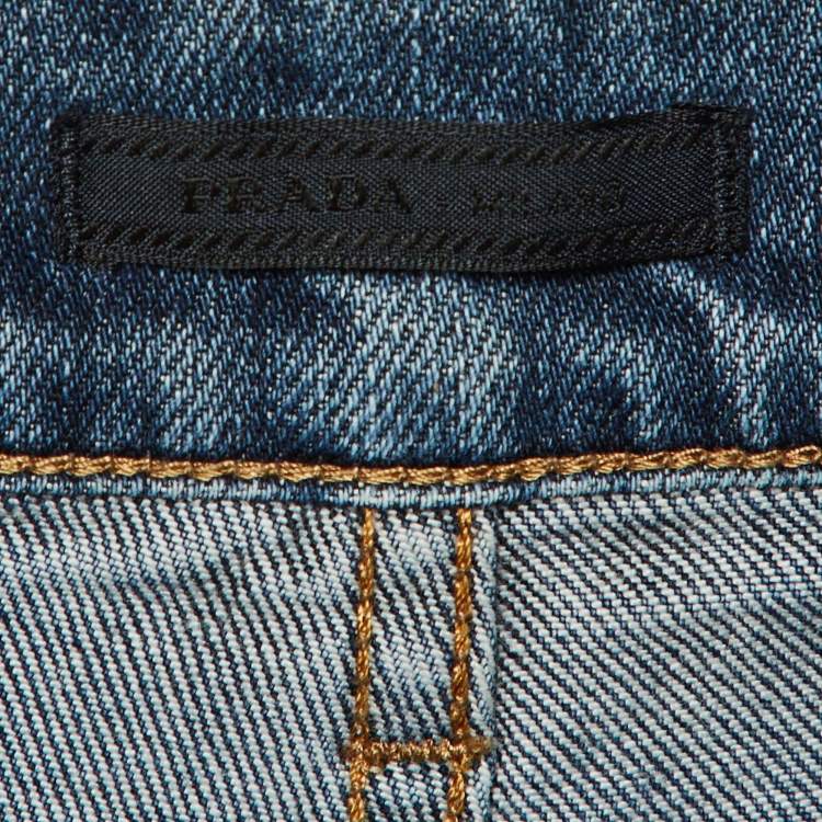 Pre Owned Prada Navy Blue Denim Straight Leg Jeans M Waist 34" 