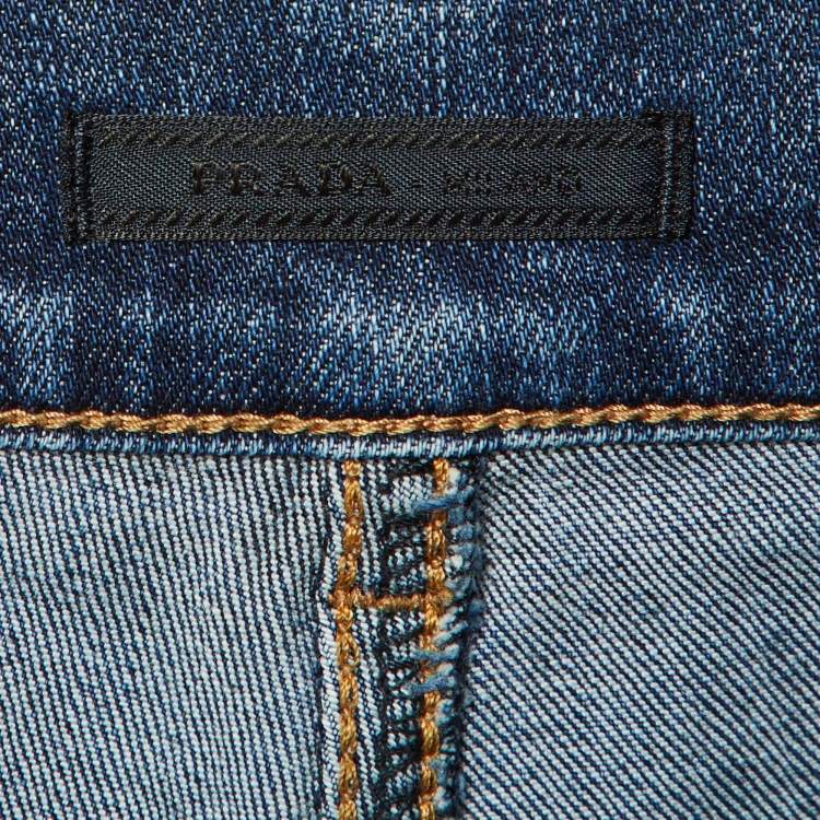 Pre Owned Prada Navy Blue Denim Tapered Leg Jeans L Waist 33" 
