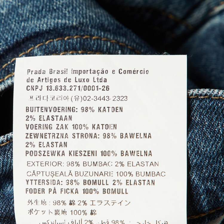 Pre Owned Prada Navy Blue Denim Tapered Leg Jeans L Waist 35" 