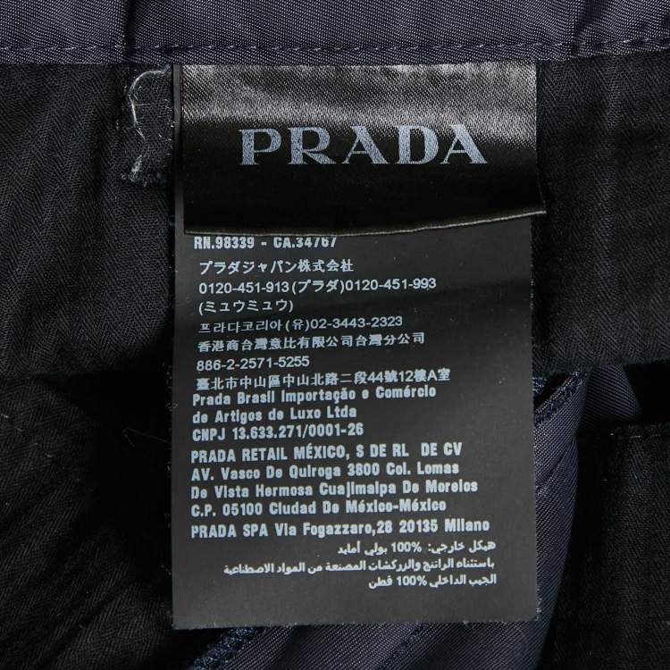 Pre Owned Prada Navy Blue Nylon Pants XL