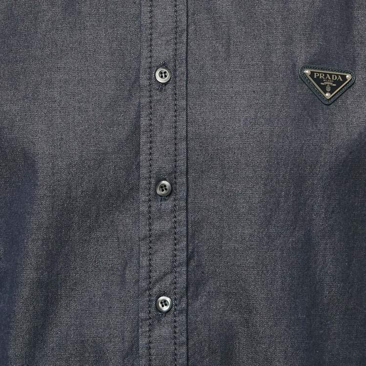مملوكة مسبقًا Prada Blue Denim Button Front Shirt XL 