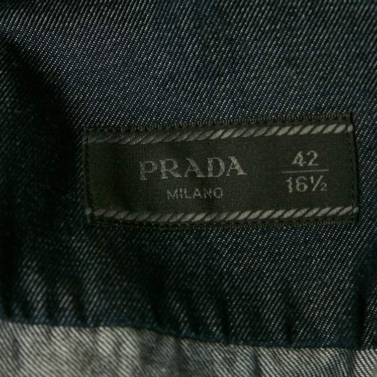 مملوكة مسبقًا Prada Blue Denim Button Front Shirt XL 