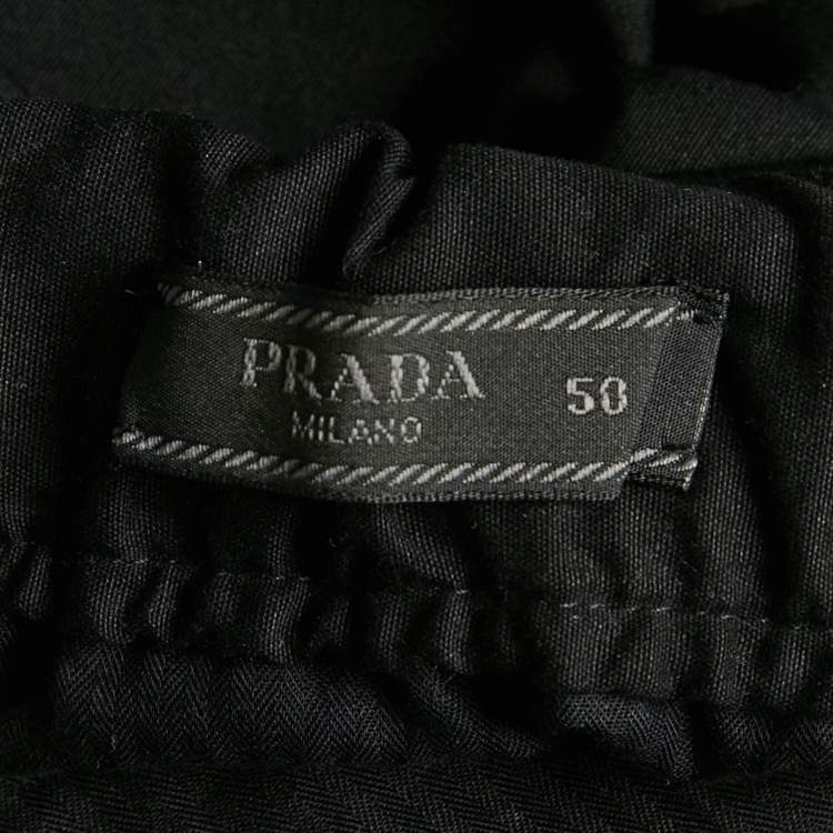 مملوكة مسبقًا Prada Black Cotton Velcro Detail Jogger Pants L
