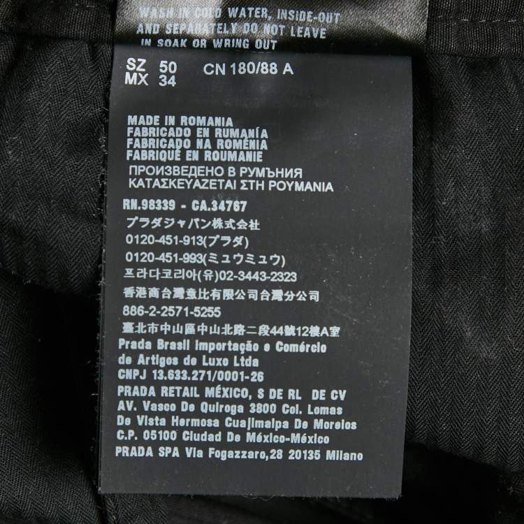 مملوكة مسبقًا Prada Black Cotton Velcro Detail Jogger Pants L