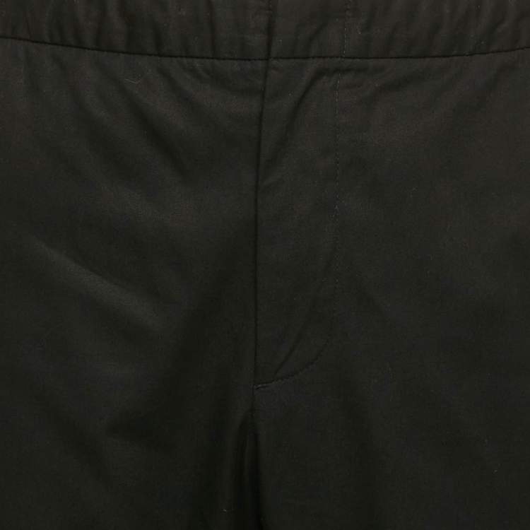 مملوكة مسبقًا Prada Black Cotton Velcro Detail Jogger Pants L