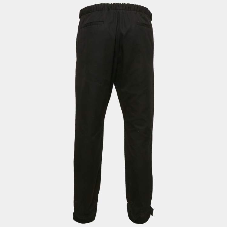 مملوكة مسبقًا Prada Black Cotton Velcro Detail Jogger Pants L