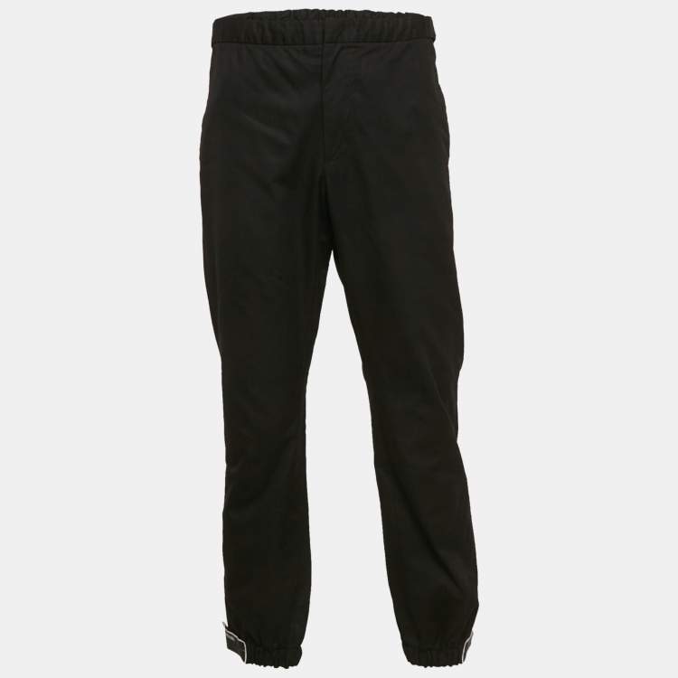 مملوكة مسبقًا Prada Black Cotton Velcro Detail Jogger Pants L