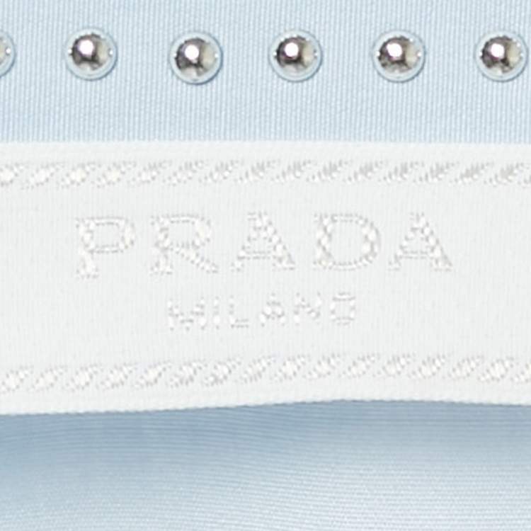 Pre Owned Prada Blue Studded Cotton Zip-Up Shirt XL