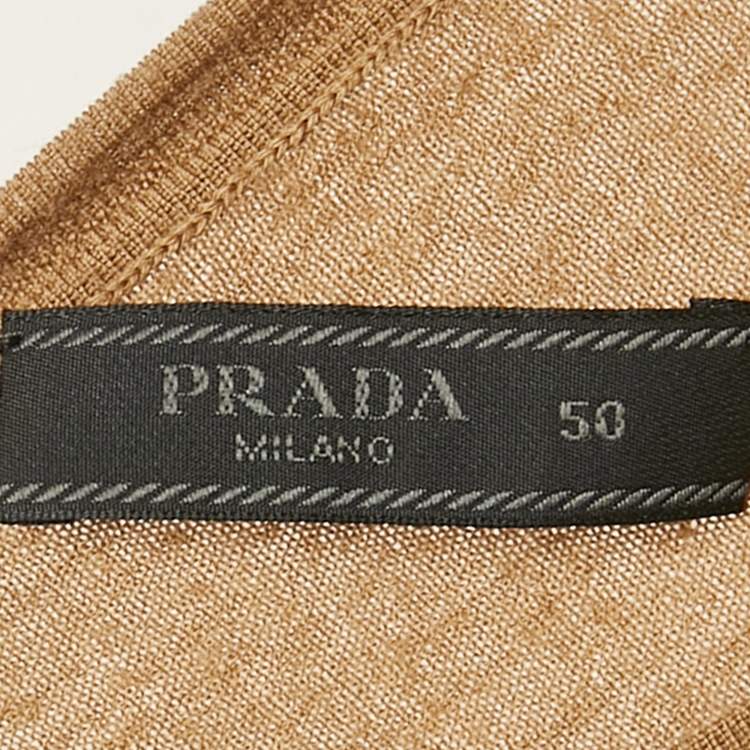 Pre Owned Prada Brown Wool Knit Crew Neck Sweater L 