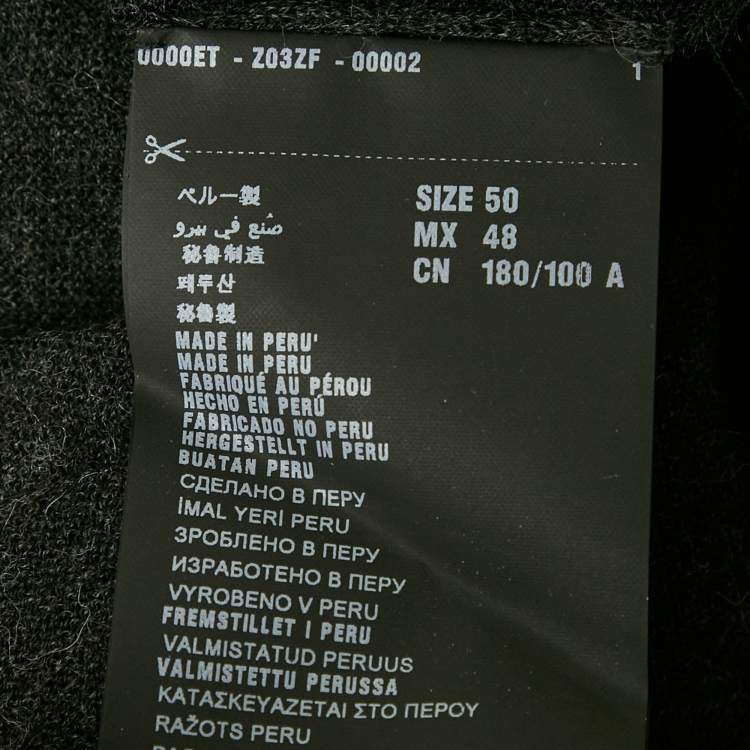 Pre Owned Prada Charcoal Grey Alpaca Wool Button Front Cardigan L 
