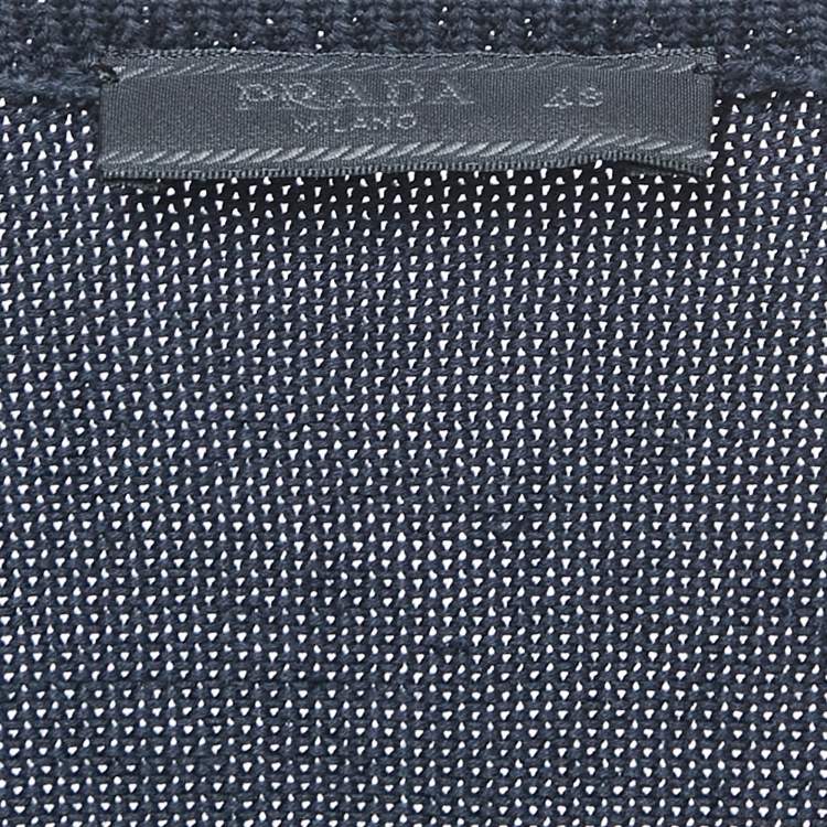 Pre Owned Prada Navy Blue Cotton V-Neck Jumper M 