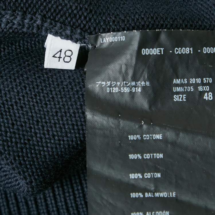 Pre Owned Prada Navy Blue Cotton V-Neck Jumper M 