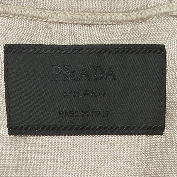 Pre Owned Prada Beige Wool Knit Zip-Up Hooded Jacket XL