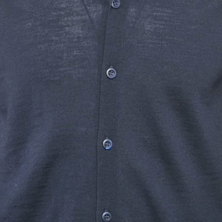 Pre Owned Prada Navy Blue Wool Knit Long Sleeve Cardigan XS