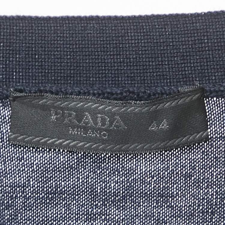 Pre Owned Prada Navy Blue Wool Knit Long Sleeve Cardigan XS